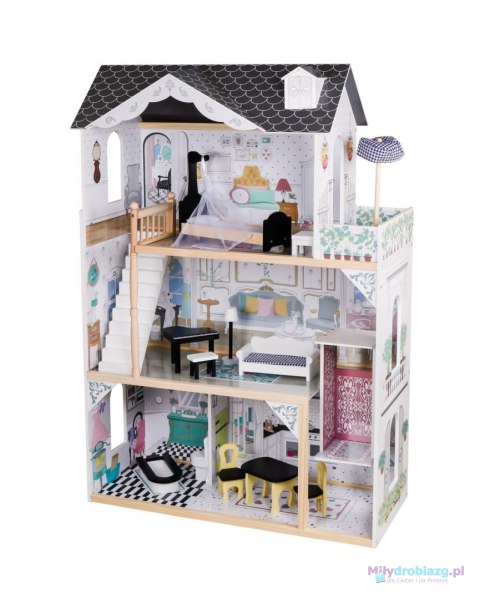 Domek dla lalek drewniany MDF mebelki 122cm XXL LED Domek dla lalek drewniany MDF mebelki 122cm XXL LED