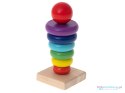 Wieża piramida piramidka drewniana do układania sorter kolorowy tęczowy 13cm Wieża piramida piramidka drewniana do układania sorter kolorowy tęczowy 13cm