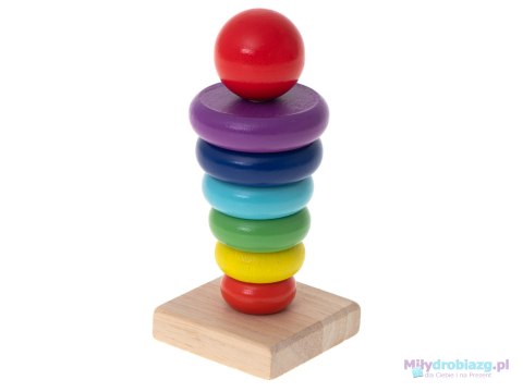 Wieża piramida piramidka drewniana do układania sorter kolorowy tęczowy 13cm Wieża piramida piramidka drewniana do układania sorter kolorowy tęczowy 13cm
