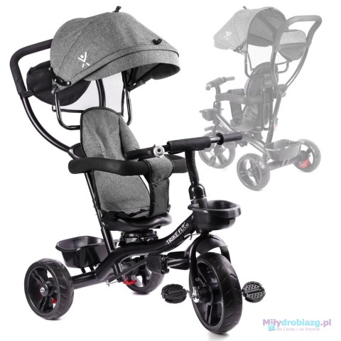 Rowerek trójkołowy Trike Fix Lite rower spacerówka 3w1 obracany 360 wolne koło szary Rowerek trójkołowy Trike Fix Lite rower spacerówka 3w1 obracany 360 wolne koło szary