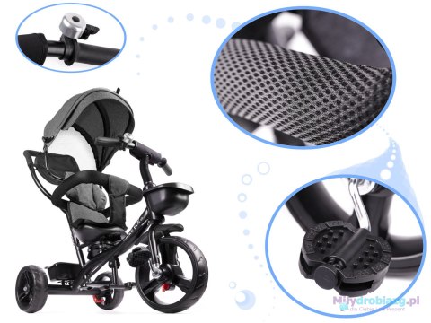 Rowerek trójkołowy Trike Fix Lite rower spacerówka 3w1 obracany 360 wolne koło szary Rowerek trójkołowy Trike Fix Lite rower spacerówka 3w1 obracany 360 wolne koło szary