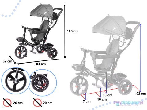 Rowerek trójkołowy Trike Fix Lite rower spacerówka 3w1 obracany 360 wolne koło szary Rowerek trójkołowy Trike Fix Lite rower spacerówka 3w1 obracany 360 wolne koło szary