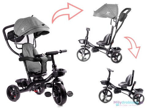 Rowerek trójkołowy Trike Fix Lite rower spacerówka 3w1 obracany 360 wolne koło szary Rowerek trójkołowy Trike Fix Lite rower spacerówka 3w1 obracany 360 wolne koło szary
