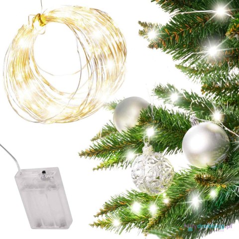 Lampki LED druciki dekoracyjne świąteczne choinkowe 5m 50LED zimny biały Lampki LED druciki dekoracyjne świąteczne choinkowe 5m 50LED zimny biały