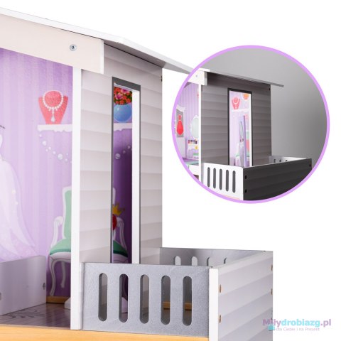Domek dla lalek drewniany+ mebelki pastelowy 117cm Domek dla lalek drewniany+ mebelki pastelowy 117cm
