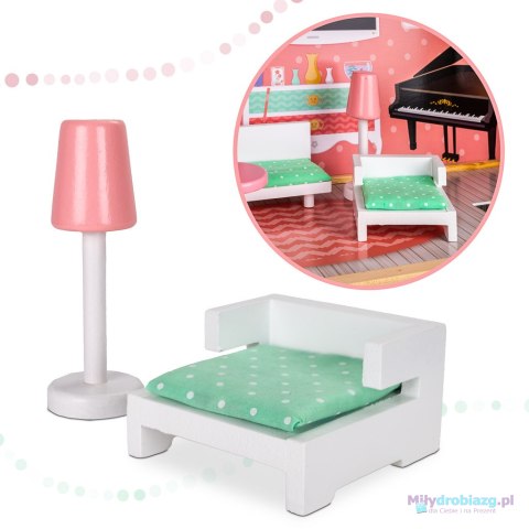 Domek dla lalek drewniany+ mebelki pastelowy 117cm Domek dla lalek drewniany+ mebelki pastelowy 117cm