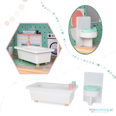 Domek dla lalek drewniany+ mebelki pastelowy 117cm Domek dla lalek drewniany+ mebelki pastelowy 117cm