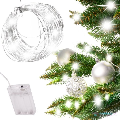 Lampki LED druciki dekoracyjne świąteczne choinkowe 5m 50LED zimny biały Lampki LED druciki dekoracyjne świąteczne choinkowe 5m 50LED zimny biały