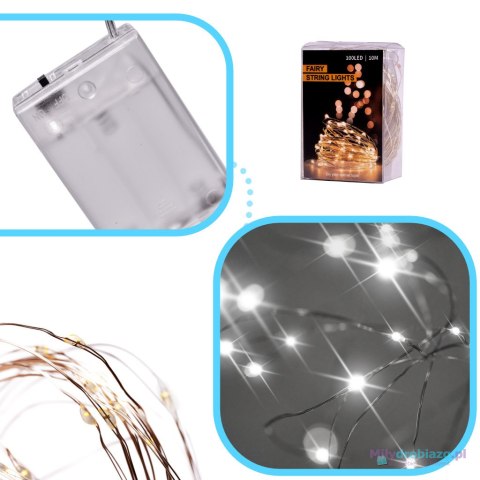 Lampki LED druciki dekoracyjne świąteczne choinkowe 5m 50LED zimny biały Lampki LED druciki dekoracyjne świąteczne choinkowe 5m 50LED zimny biały
