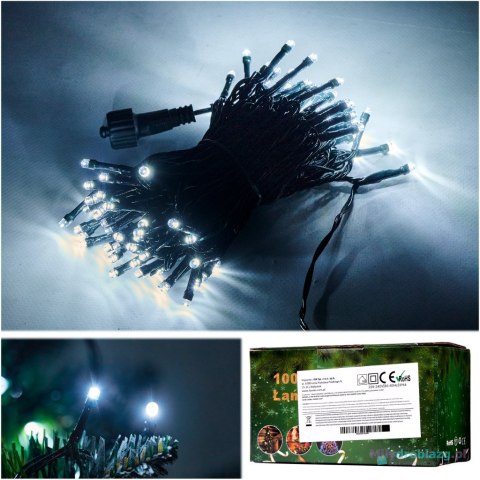 Lampki LED łańcuch świetlny świąteczne choinkowe 10m 100LED zimny biały 8 trybów świecenia Lampki LED łańcuch świetlny świąteczne choinkowe 10m 100LED zimny biały 8 trybów świecenia
