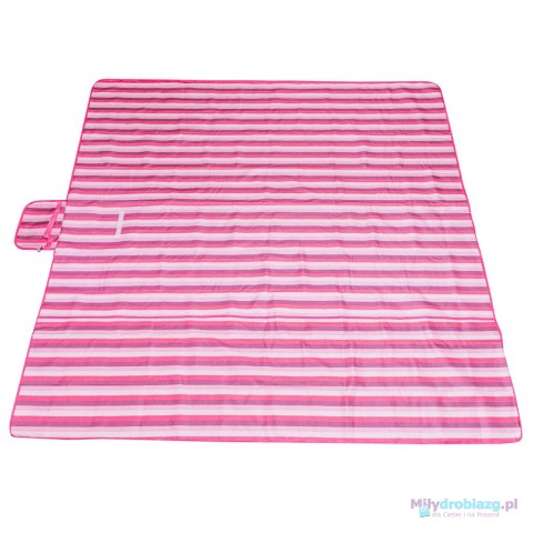 Mata plażowa wodoodporna koc piknikowy plażowy składany torba XXL 200x200cm różowa Mata plażowa wodoodporna koc piknikowy plażowy składany torba XXL 200x200cm różowa