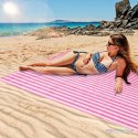 Mata plażowa wodoodporna koc piknikowy plażowy składany torba XXL 200x200cm różowa Mata plażowa wodoodporna koc piknikowy plażowy składany torba XXL 200x200cm różowa