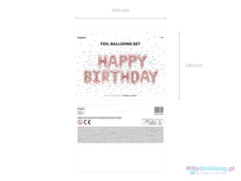 Balon foliowy dekoracja urodzinowa Happy Birthday różowe złoto 340cm x 35cm Balon foliowy dekoracja urodzinowa Happy Birthday różowe złoto 340cm x 35cm