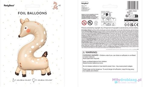 Balon foliowy urodzinowy cyfra "2" - Sarenka 50x88 cm Balon foliowy urodzinowy cyfra "2" - Sarenka 50x88 cm