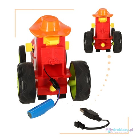 Traktor ciągnik zdalnie sterowany na pilota RC skaczący tańczący dźwięk czerwony Traktor ciągnik zdalnie sterowany na pilota RC skaczący tańczący dźwięk czerwony