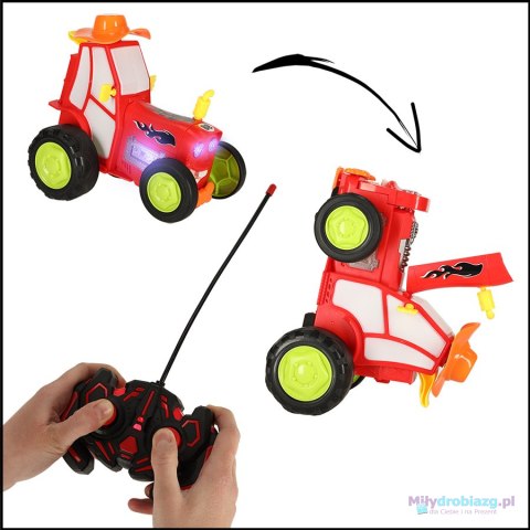 Traktor ciągnik zdalnie sterowany na pilota RC skaczący tańczący dźwięk czerwony Traktor ciągnik zdalnie sterowany na pilota RC skaczący tańczący dźwięk czerwony
