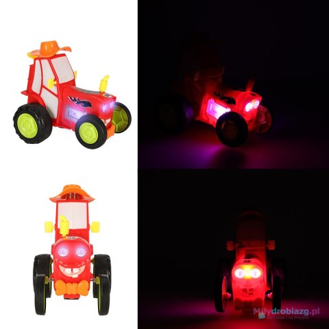 Traktor ciągnik zdalnie sterowany na pilota RC skaczący tańczący dźwięk czerwony Traktor ciągnik zdalnie sterowany na pilota RC skaczący tańczący dźwięk czerwony