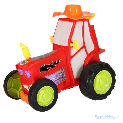 Traktor ciągnik zdalnie sterowany na pilota RC skaczący tańczący dźwięk czerwony Traktor ciągnik zdalnie sterowany na pilota RC skaczący tańczący dźwięk czerwony