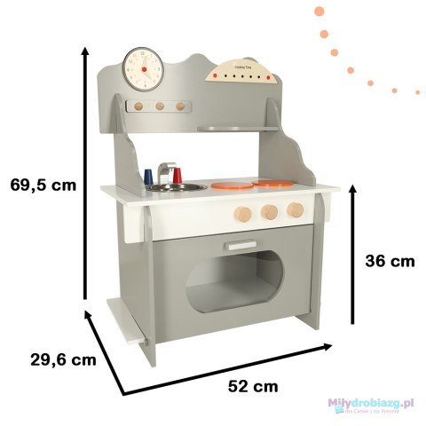 Kuchnia dla dzieci drewniana MDF piekarnik garnki akcesoria 70cm Kuchnia dla dzieci drewniana MDF piekarnik garnki akcesoria 70cm
