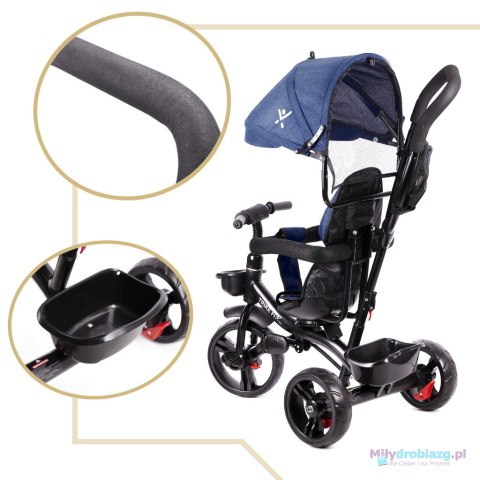 Rowerek trójkołowy Trike Fix Lite rower spacerówka 3w1 obracany 360 wolne koło granatowy Rowerek trójkołowy Trike Fix Lite rower spacerówka 3w1 obracany 360 wolne koło granatowy