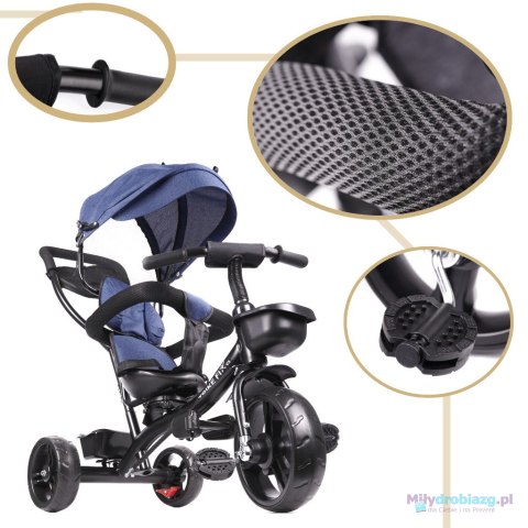 Rowerek trójkołowy Trike Fix Lite rower spacerówka 3w1 obracany 360 wolne koło granatowy Rowerek trójkołowy Trike Fix Lite rower spacerówka 3w1 obracany 360 wolne koło granatowy