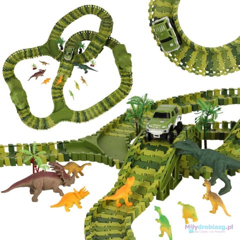Tor wyścigowy dinozaury samochody 240 elementów Tor wyścigowy dinozaury samochody 240 elementów
