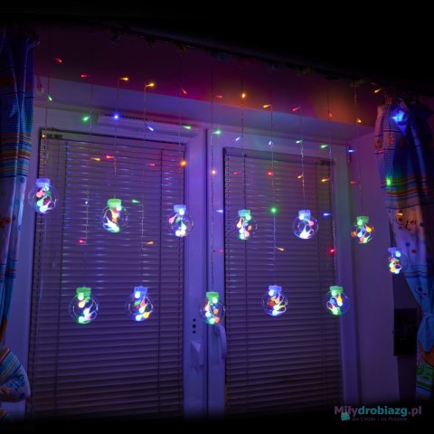 Lampki LED kurtyna kule świąteczne choinkowe 3m 108LED multikolor Lampki LED kurtyna kule świąteczne choinkowe 3m 108LED multikolor