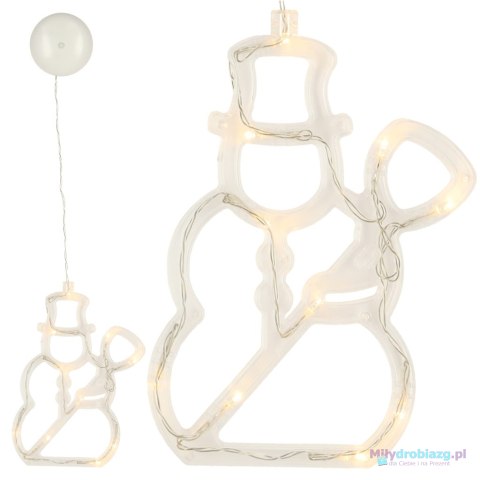 Lampki LED wisząca dekoracja świąteczna okna bałwanek 49cm przyssawka 10 LED Lampki LED wisząca dekoracja świąteczna okna bałwanek 49cm przyssawka 10 LED