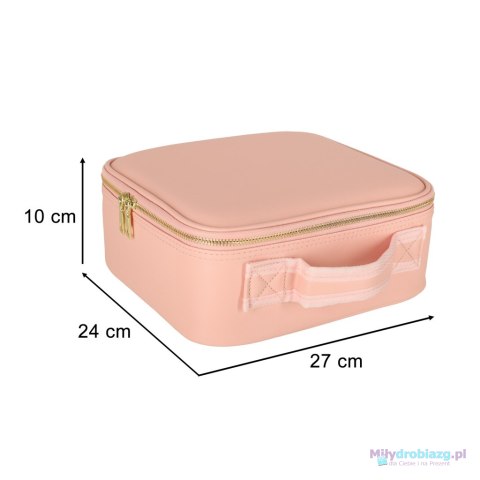 Kosmetyczka organizer na kosmetyki biżuterię kuferek z lusterkiem 10-krotne powiększenie różowy Kosmetyczka organizer na kosmetyki biżuterię kuferek z lusterkiem 10-krotne powiększenie różowy