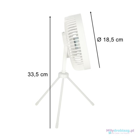 Wentylator biurkowy wiatrak stojący bezprzewodowy USB na pilot z lampką 4 poziomy mocy 18cm biały Wentylator biurkowy wiatrak stojący bezprzewodowy USB na pilot z lampką 4 poziomy mocy 18cm biały