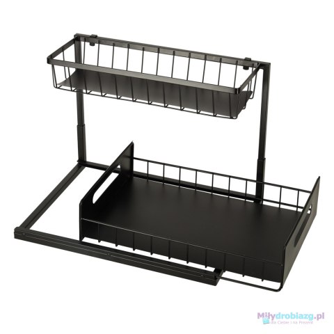 Organizer szafka półka kuchenna kosz pod zlew umywalkę wysuwana półka pojemnik 2-poziomowy metal Organizer szafka półka kuchenna kosz pod zlew umywalkę wysuwana półka pojemnik 2-poziomowy metal