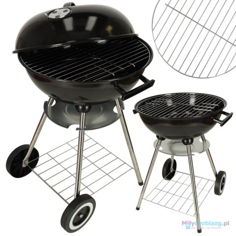 Grill ogrodowy węglowy na brykiet zamykany z pokrywą wentylacją i półką Grill ogrodowy węglowy na brykiet zamykany z pokrywą wentylacją i półką