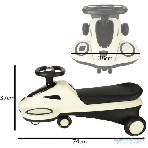 Jeździk grawitacyjny świecące koła LED z muzyką grający skuter 74cm beżowo-czarny max 100kg Jeździk grawitacyjny świecące koła LED z muzyką grający skuter 74cm beżowo-czarny max 100kg
